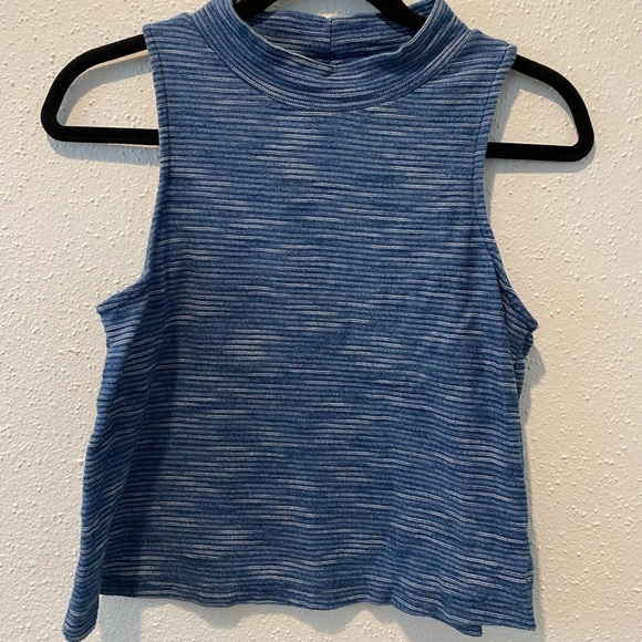 Anthropologie Blue Mock Neck Tank Sz. SMALL - Picture 1 of 5